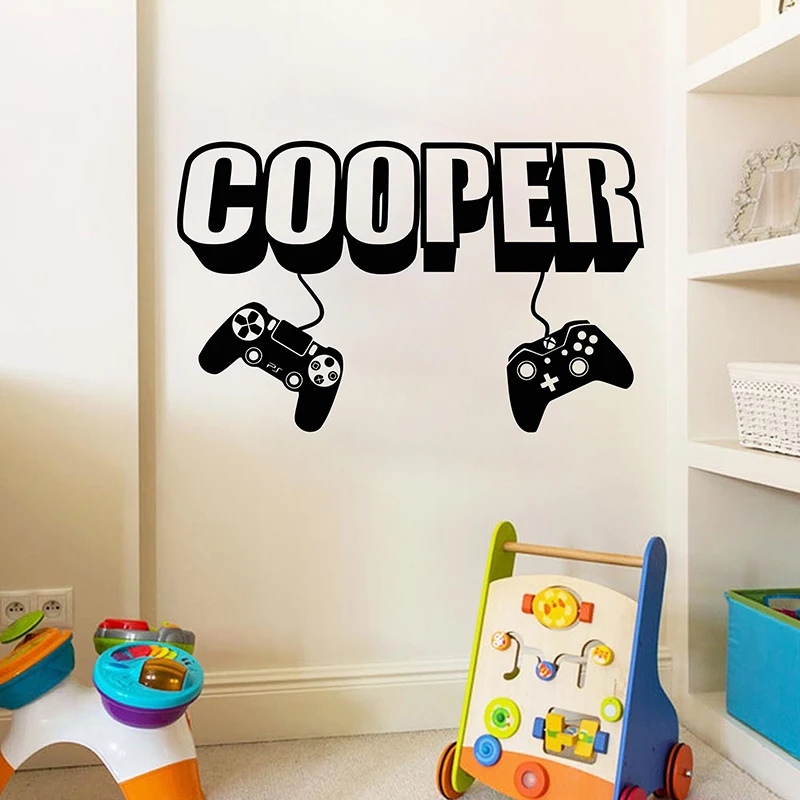 Gamer wall decal Game Controller video game decals Customized For Kids Bedroom Vinyl Wall Art Decals A1-003 | Дом и сад