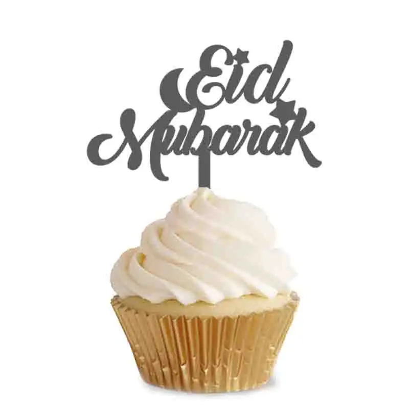 

2 Pieces 12x12cm Eid Mubarak Cupcake Topper For 2022 EID Party Cupcake Decoration Topper
