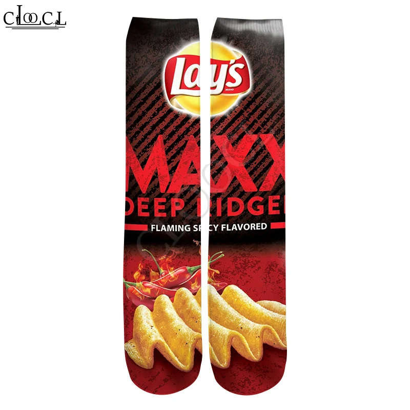 

CLOOCL 2021 New Fashion Mens 3D Printed Hot Selling Delicious Fried Potato Chips Colorful Men Women Casual Straight Socks