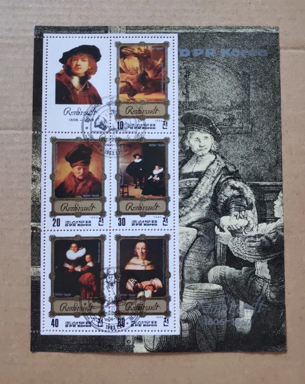 1606-1669 Rembrandt Корея сувенирные листы почтовые марки почтовая коллекция