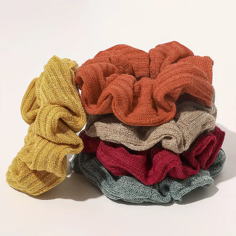 

Soft Hair Rope 1PCS Hair Accessories Ponytail Holder Solid Color Elastic Hair Bands Knitted Hair Tie Knitting Striped Scrunchies