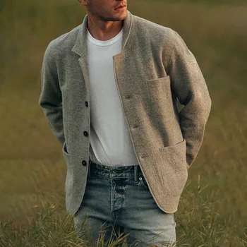 

2020 Spring Autumn Men Solid Color Jacket Button Casual Cardigan Coat Sports Casual Men Jacket Bomber Jackets