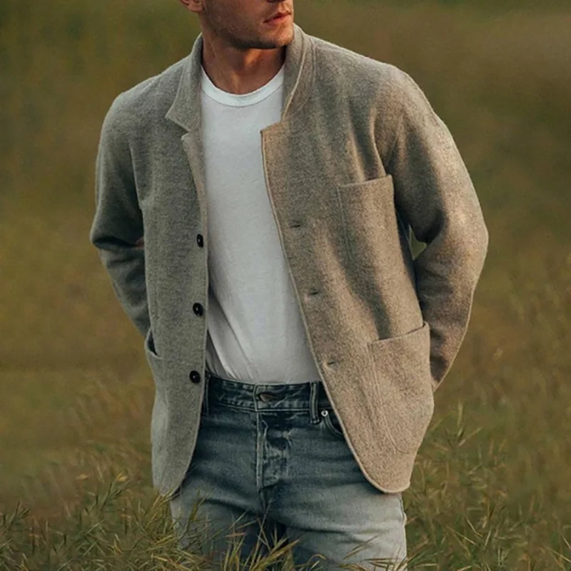 

2020 Spring Autumn Men Solid Color Jacket Button Casual Stand Collar Cardigan Coat Casual Loose Men Jacket Bomber Jackets