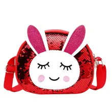 Летняя симпатичная сумка на ремне, персональная сумка для родителей и ребенка с пайетками и кроликом, высококачественная повседневная женская сумка через плечо# R5