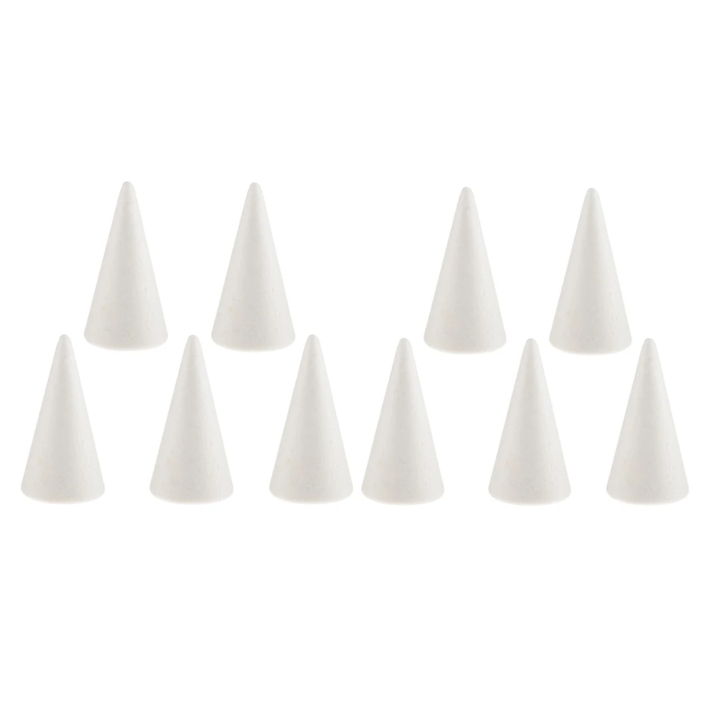 10pcs 10cm Cone Shape Styrofoam Doll Ornaments For Party Decor DIY Kid Craft