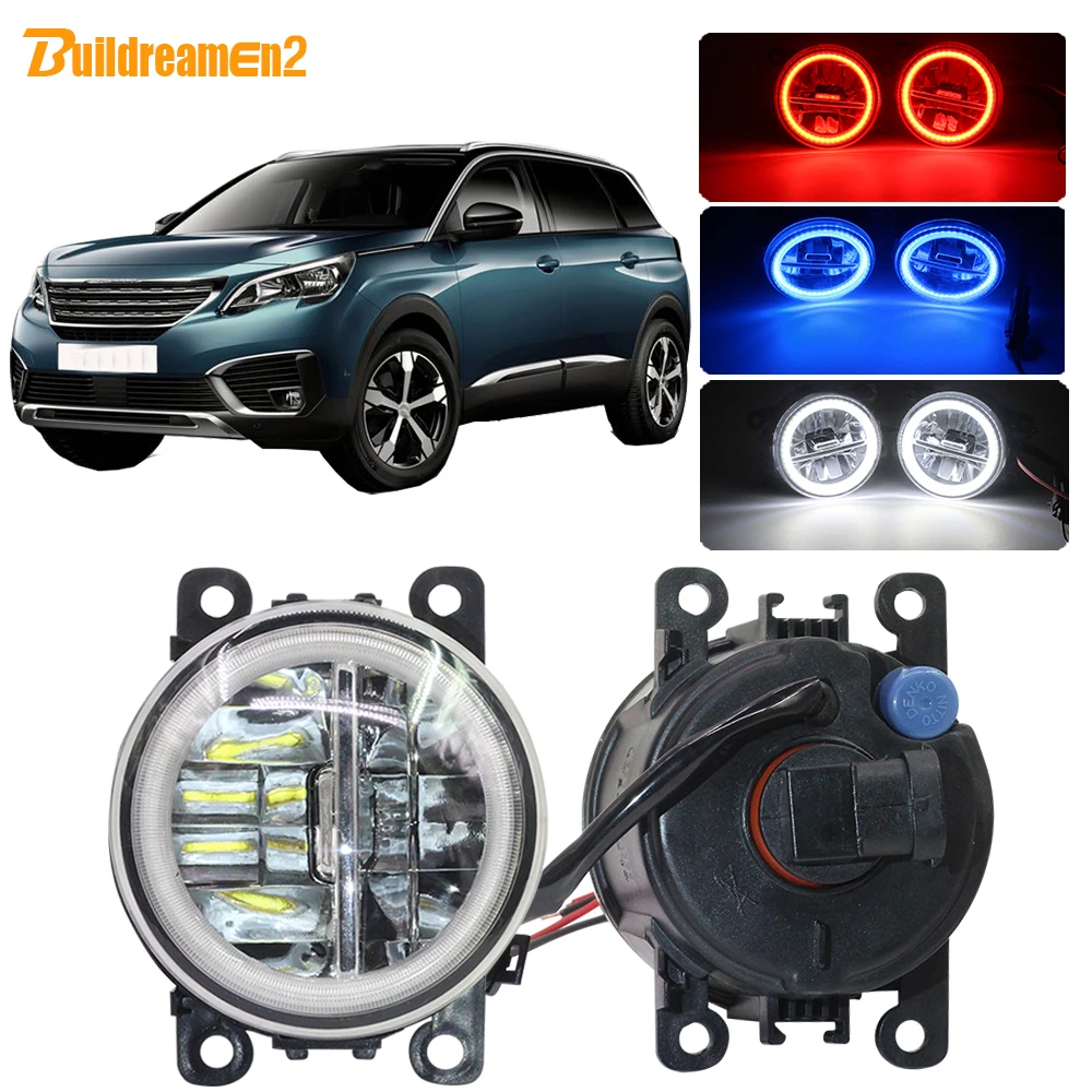 

Buildreamen2 Car H11 LED Bulb Fog Light Kit 4000LM Angel Eye Daytime Running Light 12V Accessories For Peugeot 5008 2009-2018