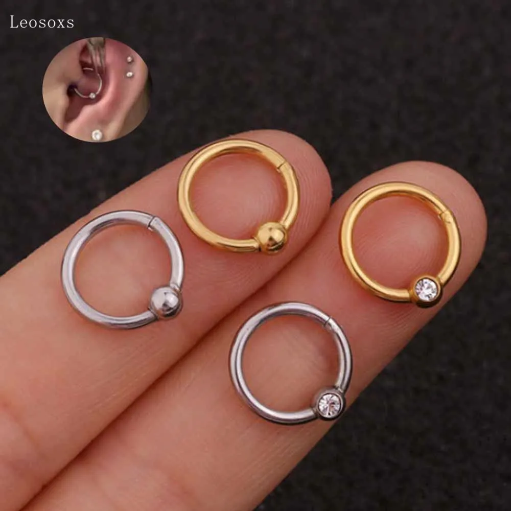 

Leosoxs 2pcs Fashion New Stainless Steel Zircon Multifunctional Ear Bone Ring Human Body Piercing Jewelry