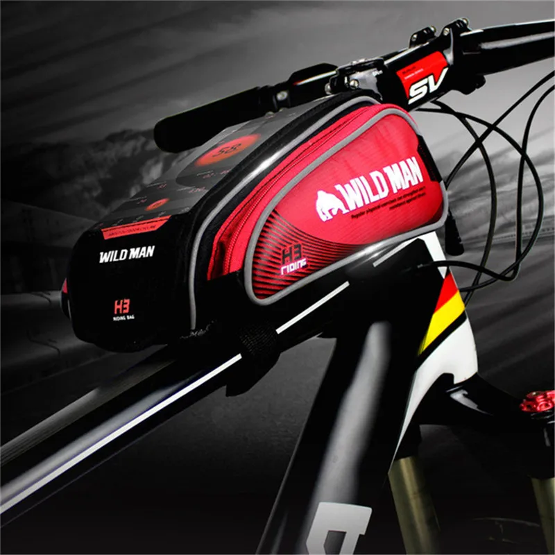

WILD MAN Bicycle Bags Front 6.2" Touch Screen Mobile Phone Bag Cycling Top Tube Bag Waterproof Cellphone Bag Bike Accessories