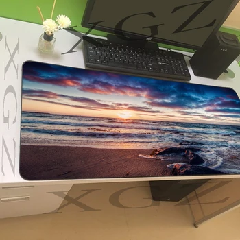 

XGZ Beautiful Beach Sunset Black Lock-edge Large Game Mouse Pad Custom Office Computer Desk Mat Slip Dota Player 60x30/90xx40