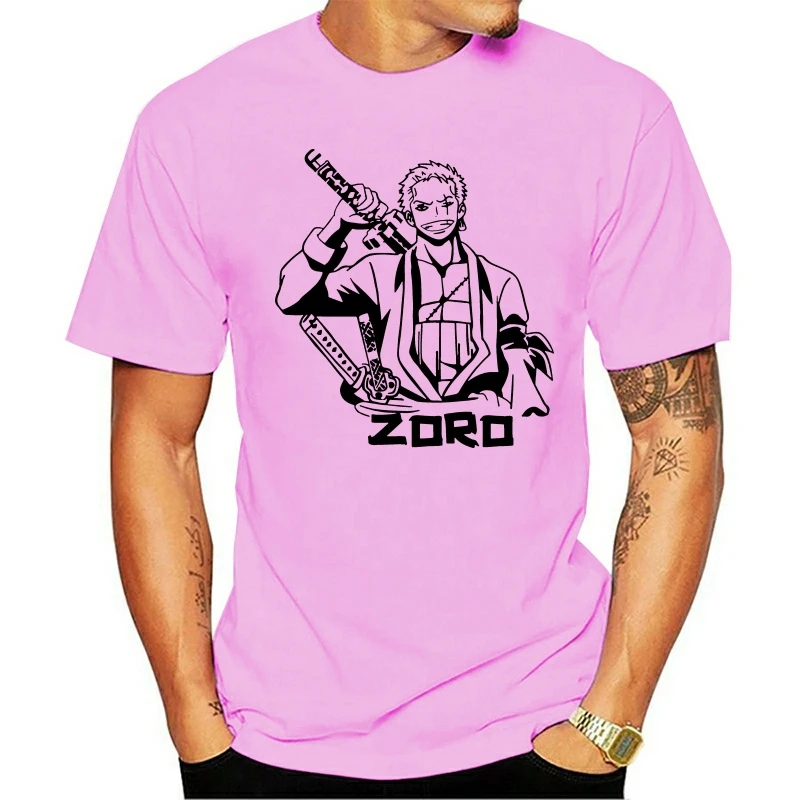 

Roronoa Zoro Sword T Shirt Straw Hat Pirate One Piece Anime Black White Top Mens Funny Design Tee Shirt