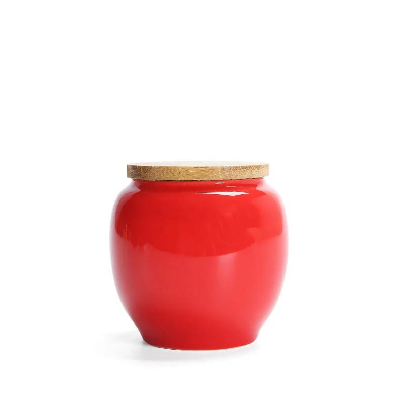 Небольшой контейнер для чайной коробки, керамическая банка, бутылка с крышкой, кухонная емкость чайник Оловянная емкость для хранения чая Caddy Theedoos кухонные аксессуары - Цвет: red 2