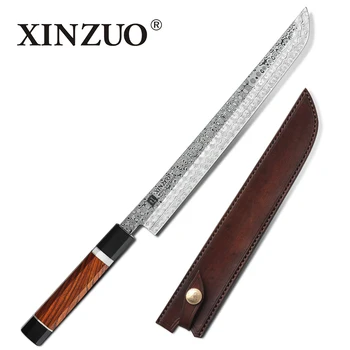 

XINZUO 270mm Sakimaru Sushi Salmon Yanagi Fishing Knife Japanese Damascus Steel Kitchen Knives Cook Cutter Tool Octagonal Handle
