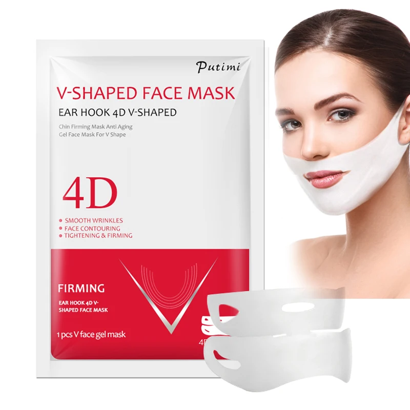 

PUTIMI 4D Double V Shaped Face Mask Lifting Ear Hook Hydrogel V Line Face Sheet Mask Slimming Chin Check Neck Lift Anti Wrinkle