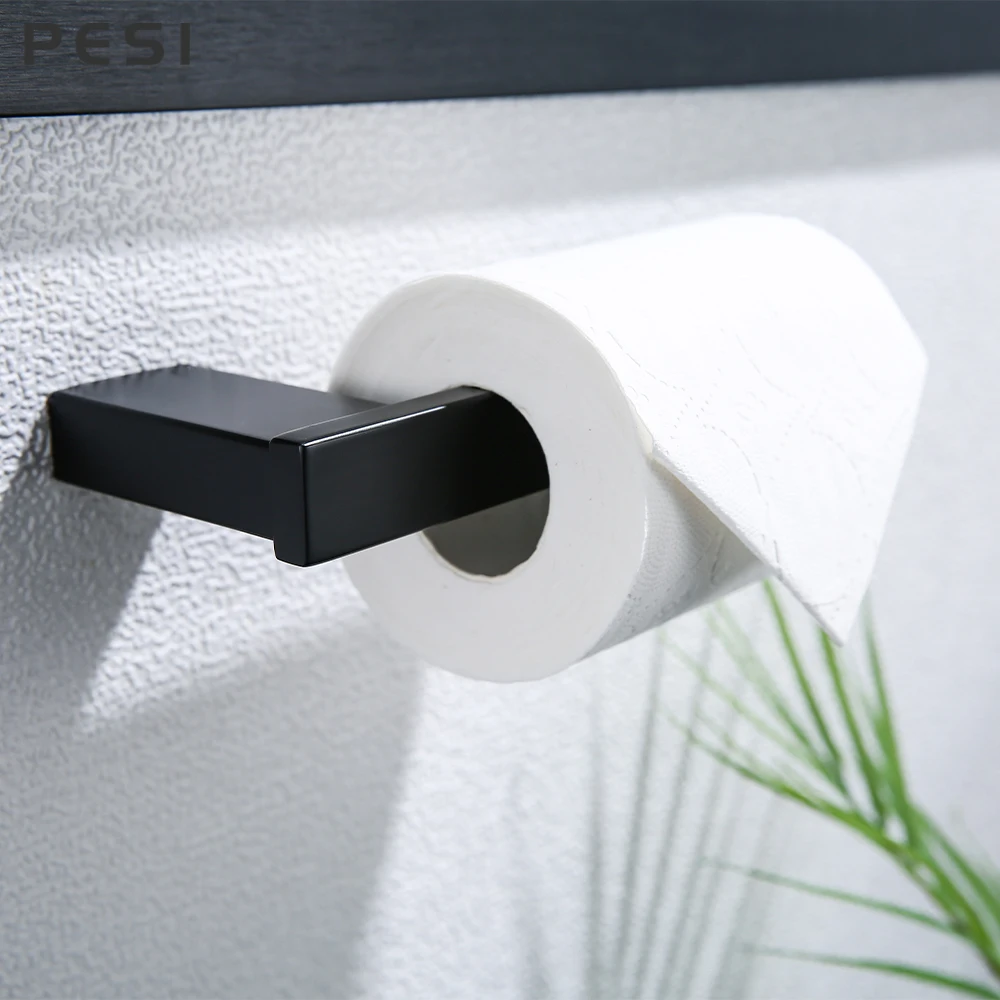 Black Wall-mounted Stainless Steel Clothes Hook Toilet Paper Holder Towel Bar Kitchen Facilities Hardware Bathroom Accessories.