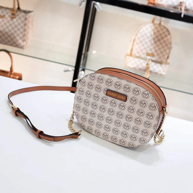 MARRY KORS дизайнерская женская сумка на плечо круглая маленькая через кожаная