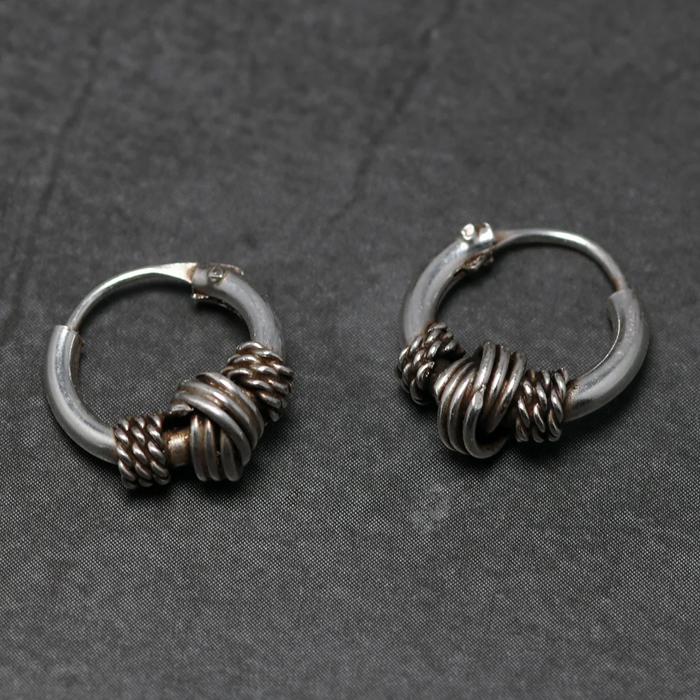 Костяные серьги для ушей, 925 пробы, серебряные серьги-кольца для женщин, Пряжка для ушей, маленькие серьги для ушей, мужские ретро панк ювелирные изделия