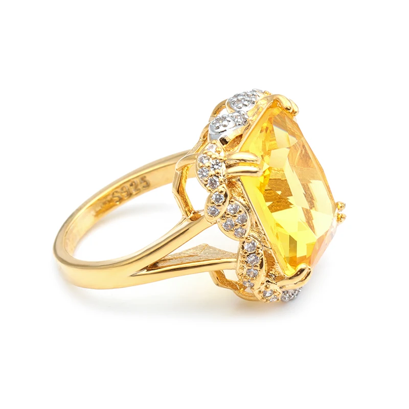 Kinel роскошные свадебные кольца для женщин с желтым кубическим цирконием, Модные Винтажные большие вечерние кольца для помолвки, подарок