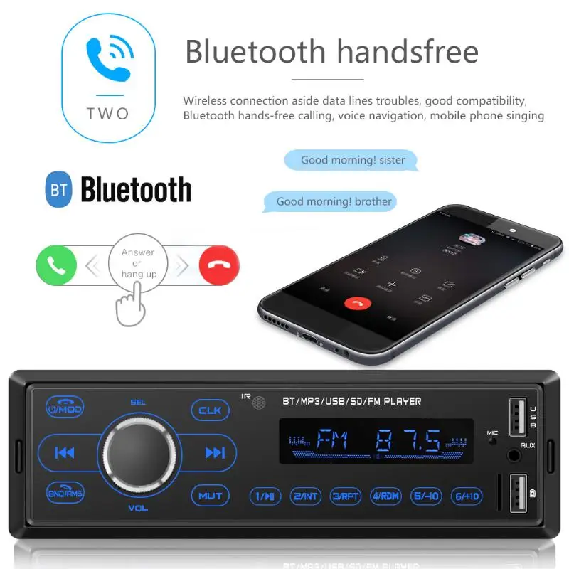 Авторадио 1din Автомагнитола Bluetooth 1 din автомобильный стерео плеер AUX MP3 FM/USB/Радио дистанционное управление Авто Аудио