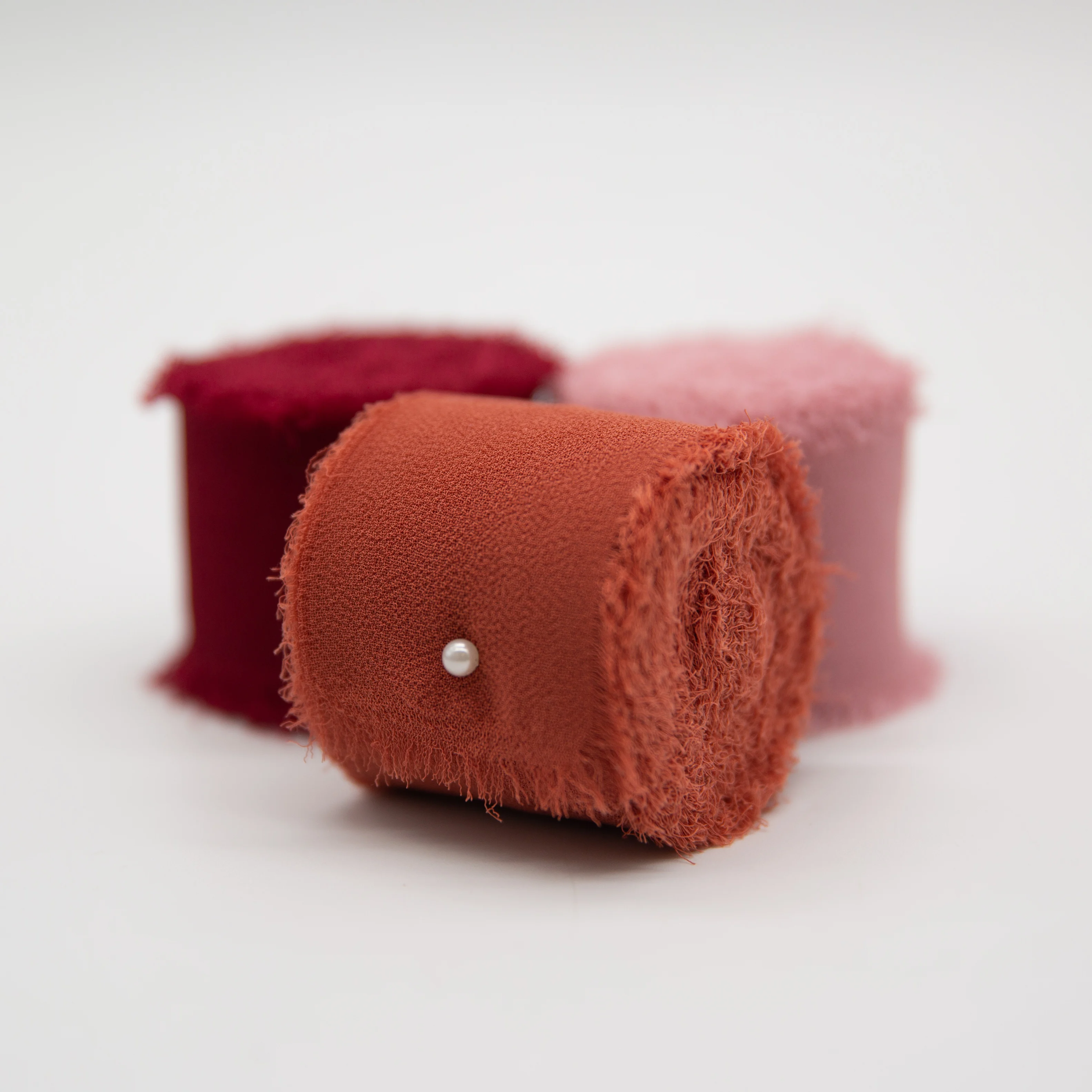 3.8cmx6.4m Edged Chiffon Ribbon Silk-like Ribbons Wedding Invitation Bouquet fabric Ribbons christmas decoration gift wrapping ribbon decoration ribbon supplies chiffon ribbon
