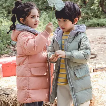 

2019 Winter Kids Girls Boys White Duck Down Jackets Coats Children Warm Thick Snowsuit Baby Cotton Hooded Outerwear Parkas NO23
