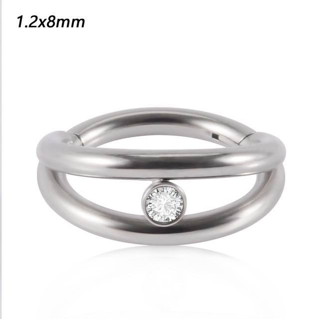 361L Surgical Steel Septum Clicker Crystal Moon Hoop Nose Ring Ear Tragus Cartilage Daith Earring 16G Piercing Body Jewelry