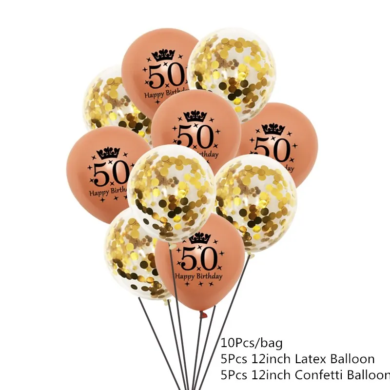 Chicinlife 10 шт. золото/серебро номер 30/40/50/60 лет питьевой Бумага соломенная шляпа для взрослых День рождения Юбилей Декор поставки - Цвет: Gold 50