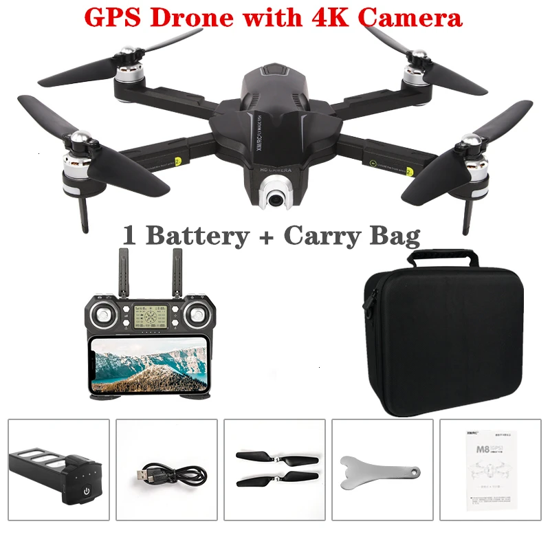 Радиоуправляемый Дрон M8 gps 5G wifi FPV 4K Ultra HD камера Pro селфи оптический поток позиционирования Квадрокоптер Fly 28 MinsVS F11 SG906 Дрон игрушка - Цвет: Black-Carry Bag