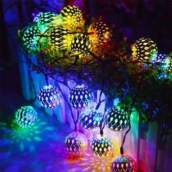 Led Hollow-Out Marokkaanse Ball Light String Batterij Usb Power Fairy Guirlande Verlichting Wedding Party Kerst Decoratie Lamp