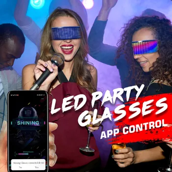 

Magic bluetooth Led Party Glasses APP Control Shield Luminous Glasses USB Charge DIY Quick Flash Full Color Led Shining Glasses