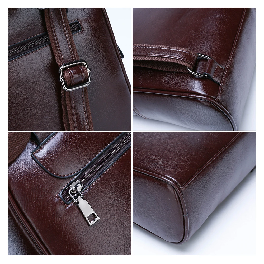 Herald Fashion Classic Leather Backpack High Quality Women Zipper Backpacks Black Khaki Teenager Girls School Bag Shoulders Bag
