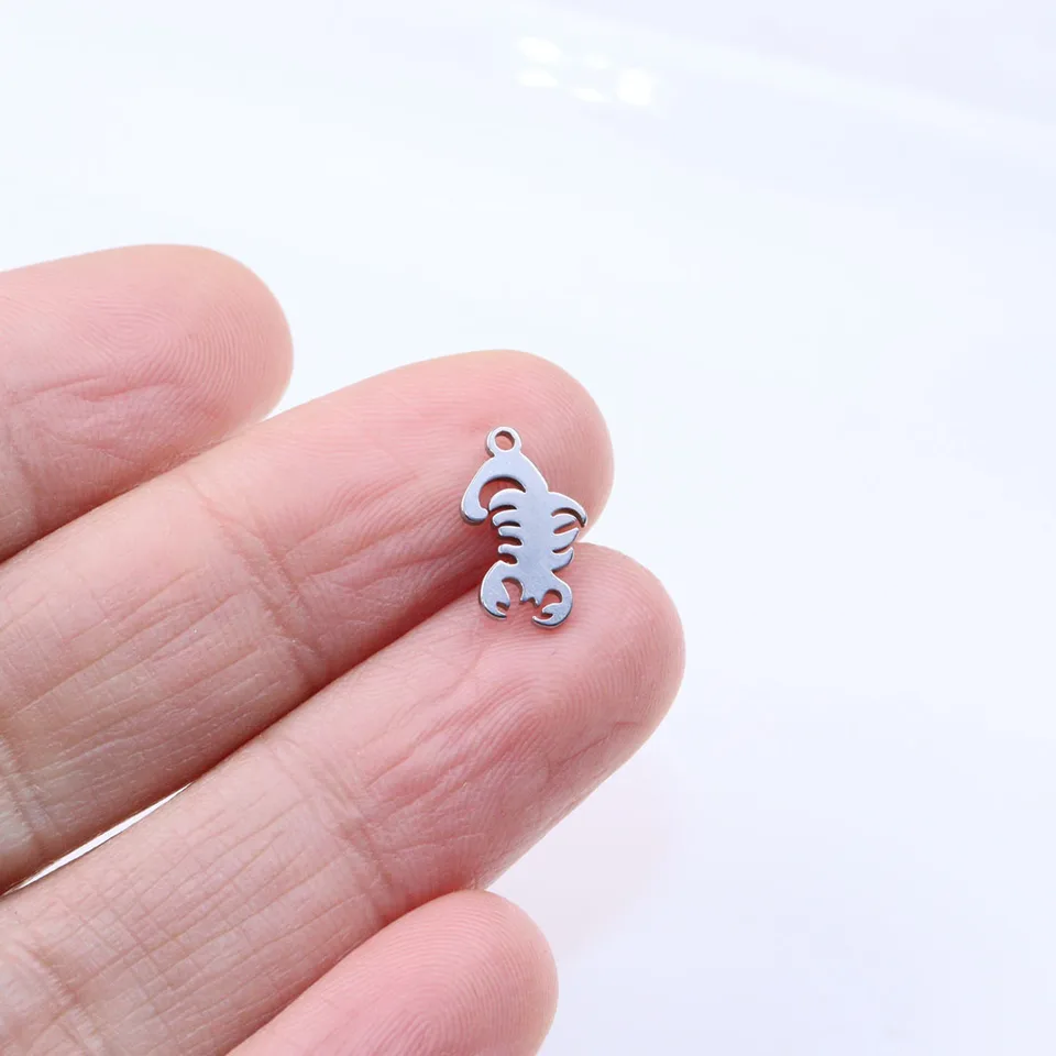 10pcs Wholesale Stainless Steel Mini Fire Scorpion Women's Charms