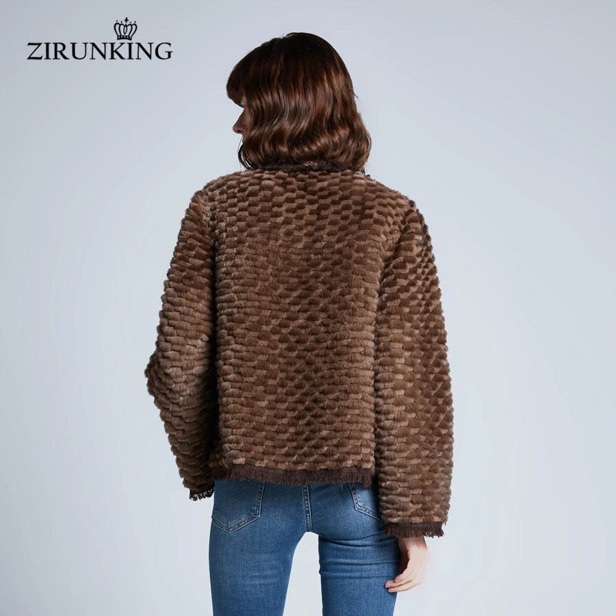 ZIRUNKING новые женские шубы из натурального меха норки, модная Женская норковая шуба с мехом кролика Рекс, женская верхняя одежда с высоким уличным мехом ZC1927