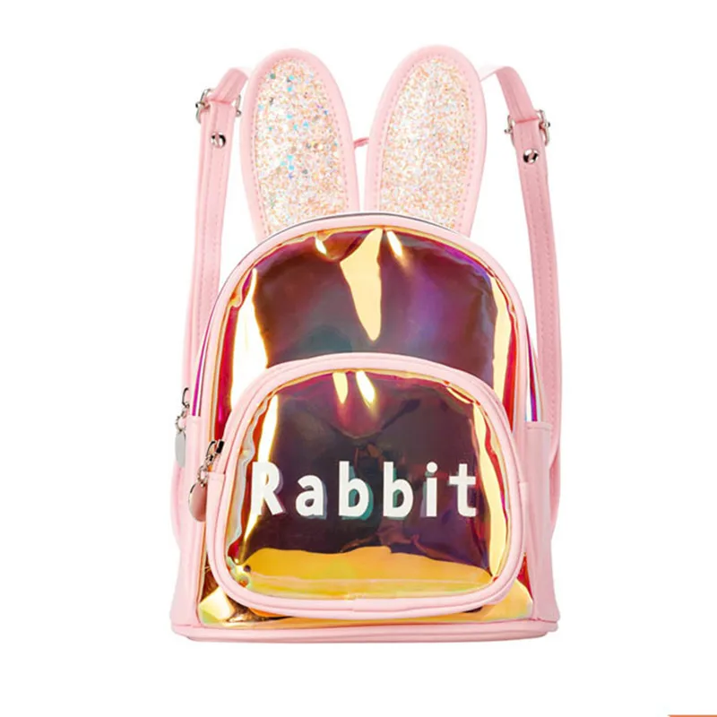 

Cute Rabbit Backpack For Women Girls Bag PVC Leather Bling Backpack School Bags for Little Girls Fashion bag Free shipping