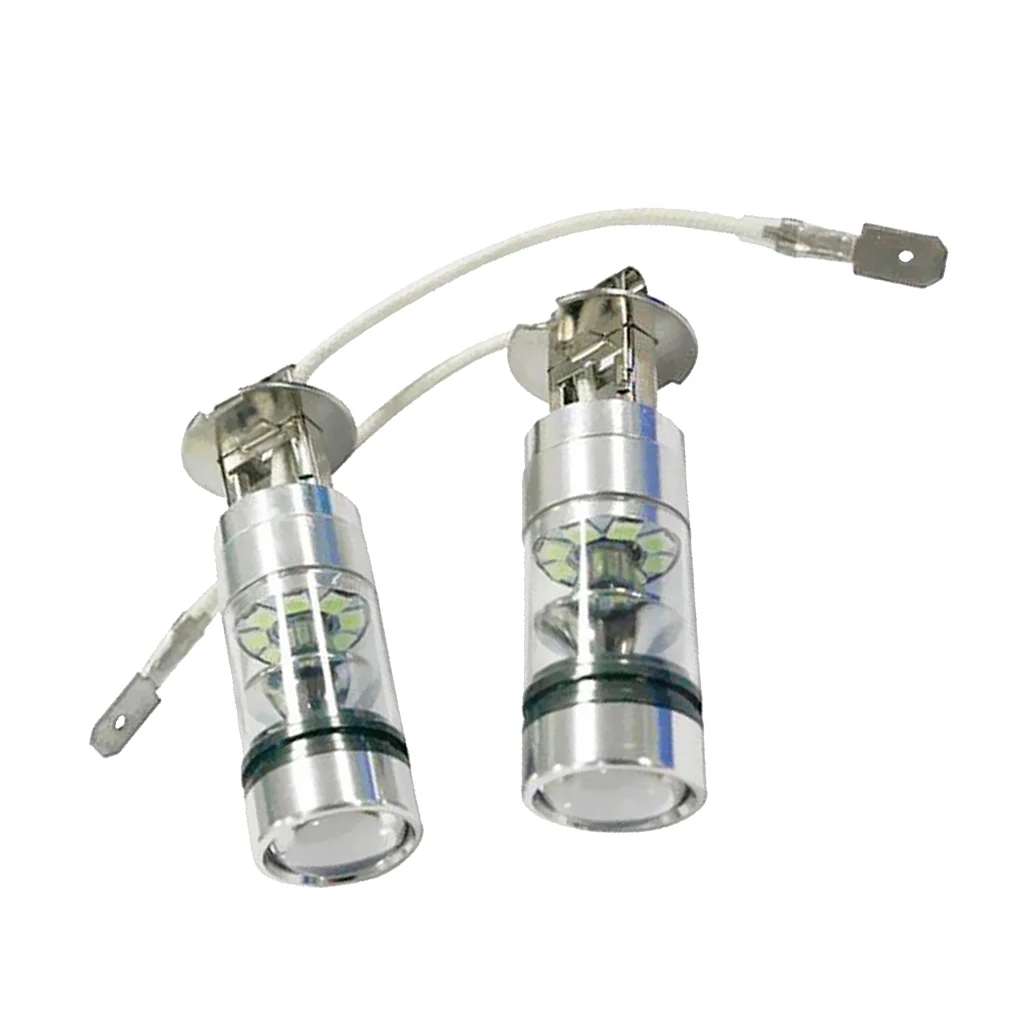 2Piece H3 100W LED 8000K ICE BLUE 2323 Projector Fog Driving Light Bulbs