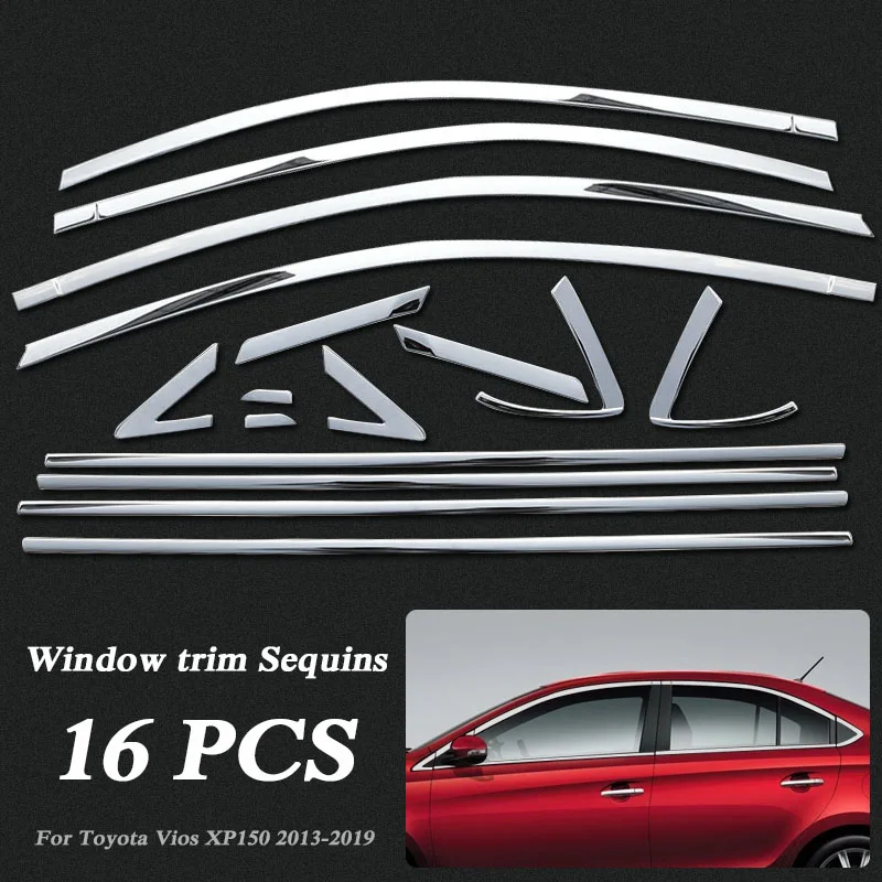 8/16pcsCar Стайлинг Колонка Стикеры для Toyota Vios XP150 2013- оконная накладка передний и задний кузова украшения хром аксессуар