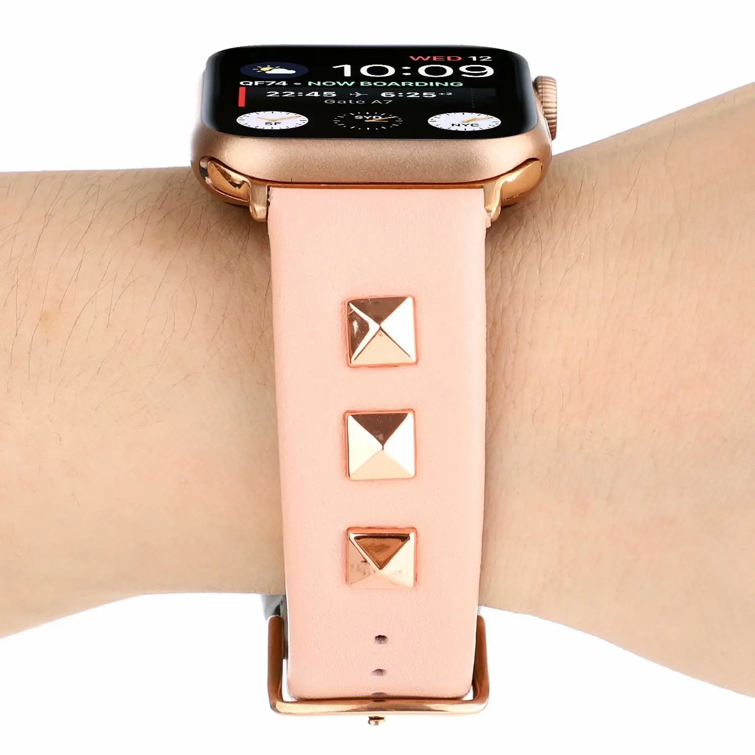 Для Apple watch, ремешок с заклепками, серия 5, 4, 3, 2, 1, браслет для мужчин и женщин, кожаный ремешок 38 мм, 42 мм, 44 мм, для iwatch, 4 ремешка, 40 мм, аксессуары
