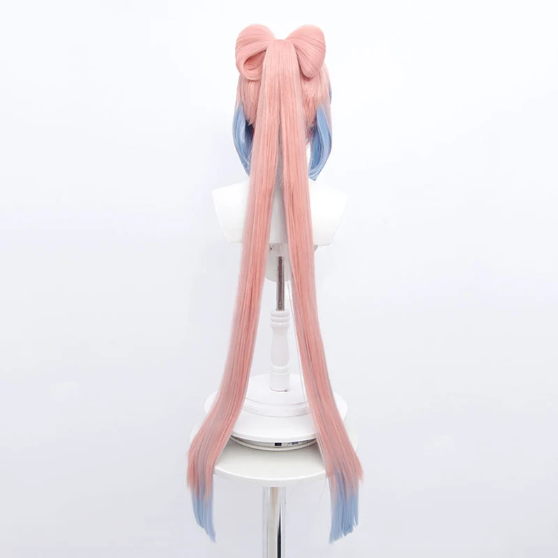 Wig Cosplay Synthetic Kokomi Genshin Impact Sangonomiya Pink Blue Ombre Wigs for Women Long Ponytail Extensions Straight Bangs 5
