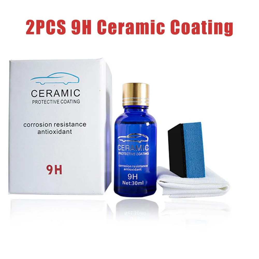 

9H Car Oxidation Liquid Ceramic Coat 2PCS Super Hydrophobic Polysiloxane Nano Glass Coating Set Car Care Tool