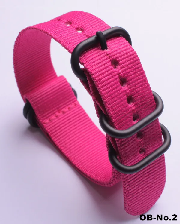 Сверхпрочные нейлоновые ремни 18 мм 20 мм 22 мм 24 мм модные спортивные часы ремешок для NATO Zulu браслет черное кольцо Пряжка 30 цветов на выбор - Цвет ремешка: Pink