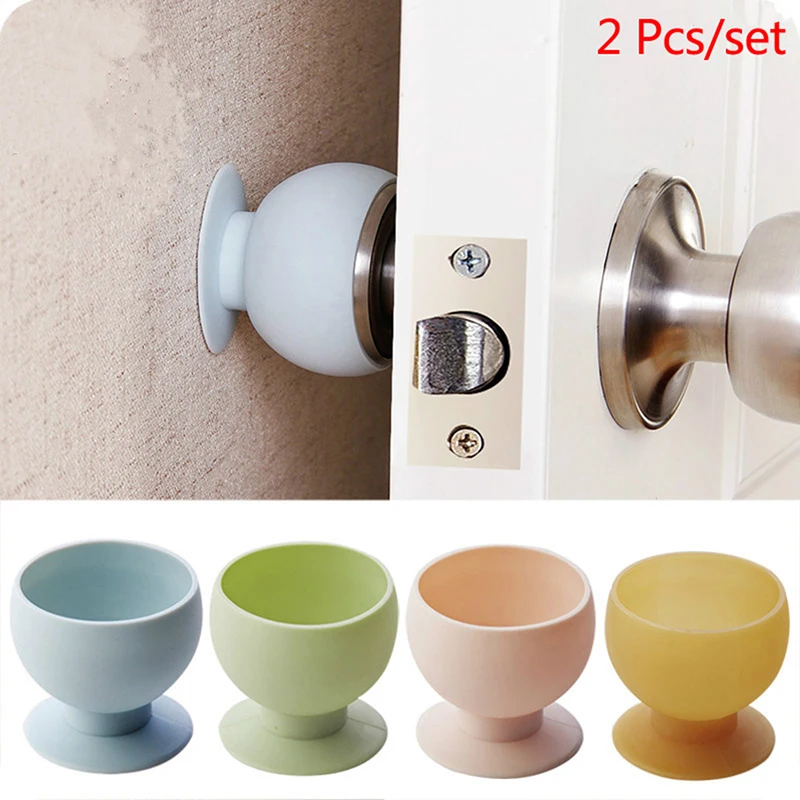2pcs Cup type door knob Dust covers Round Rubber Wall Protector Door
