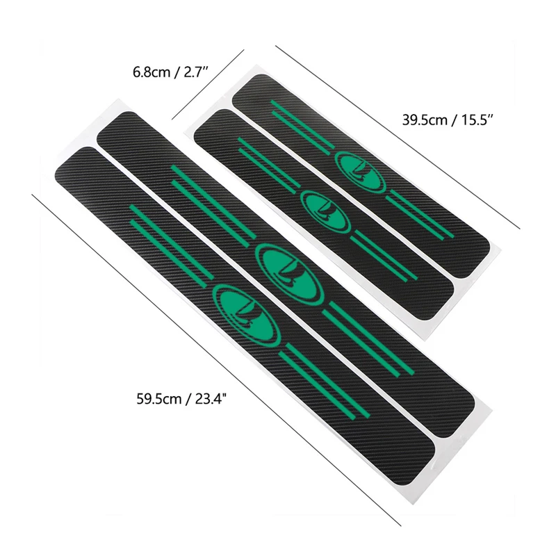 4PCS Carbon Fiber Protector Car Door Sill Plate Cover Sticker For lada VESTA niva kalina priora granta largus vaz Accessories - Название цвета: green