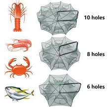 6/8/10Holes Automatic Fishing Net Strengthened Cage Lightweight Foldable Fish Crab Shrimp Accessories Trap Cast Fishing Network