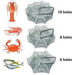6/8/10Holes Automatic Fishing Net Strengthened Cage Lightweight Foldable Fish Crab Shrimp Accessories Trap Cast Fishing Network