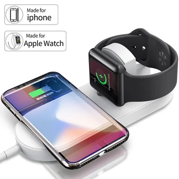 

2 in 1 Wireless Charger for Airpods Apple Watch 5 4 3 2 1 iWatch 10W Fast Wireless Charging Pad for iPhone 11 Pro XS X 8