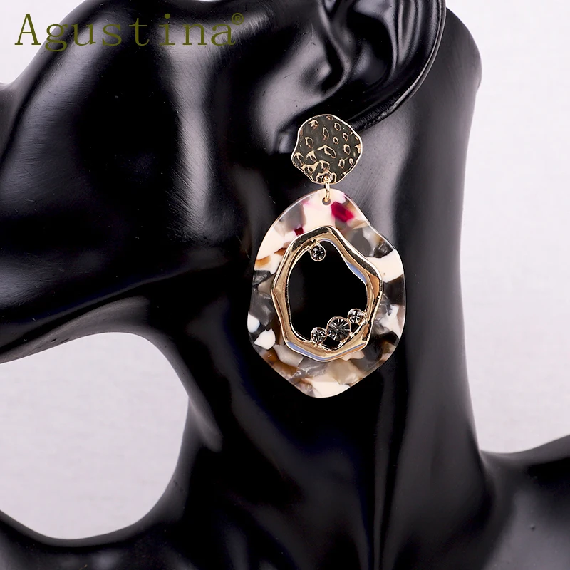 Agustina, женские модные серьги из ацетата, ювелирные изделия, новые серьги-капли для девочек, зеленые богемные серьги, серьги в стиле Панк Стразы, серьги