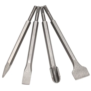 

4pcs SDS Plus Chisel Set Point Groove Gouge Flat Chisels electric Hammer chisel concrete/brick/wall/tile slotting drilling 250mm