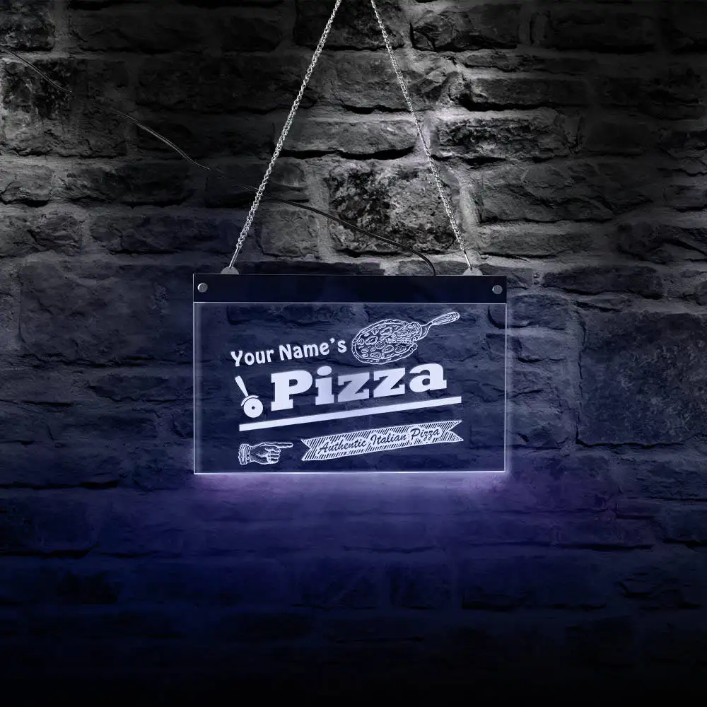 Подлинные итальянские пиццы Ресторан светодиодный дисплей доска пользовательское имя освещение Декор стены искусства Персонализированные пиццерия неоновая вывеска на стену