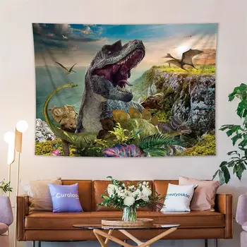 

Dinosaur Pattern Tapestry Wall Hanging Polyester Sandy Beach Throw Rug Blanket Camping Tent Travel Sleeping Pad Home Decor