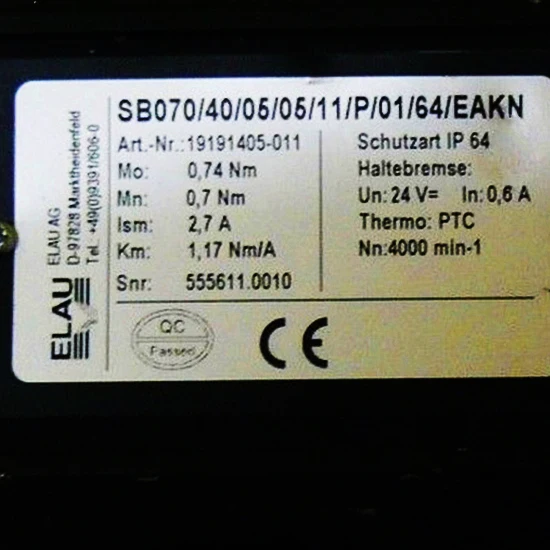 ELAU 19191405-011 серводвигатель переменного тока SB070/40/05/05/11/P/01/64/исзе