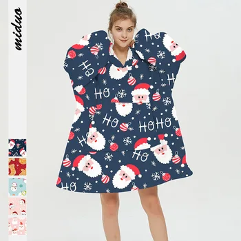 

Christmas Digital Print Lovers Can Wear Mink Blanket and Household Hooded Sweater on Both Sides in Winter